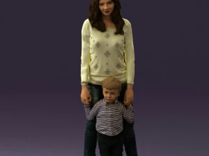 woman with kidin winter style 0586 3d print ready 3D Print Model