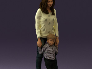 woman with kidin winter style 0586 3d print ready 3D Принт Модель
