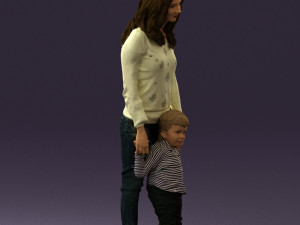 woman with kidin winter style 0586 3d print ready 3D Принт Модель