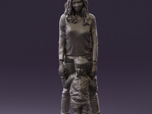woman with kidin winter style 0586 3d print ready 3D Принт Модель