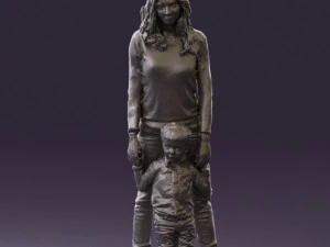 woman with kidin winter style 0586 3d print ready 3D Print Model