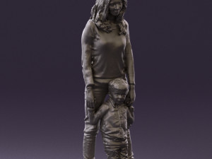 woman with kidin winter style 0586 3d print ready 3D Принт Модель