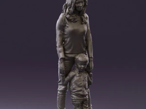 woman with kidin winter style 0586 3d print ready 3D Print Model