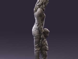 woman with kidin winter style 0586 3d print ready 3D Принт Модель