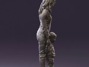 woman with kidin winter style 0586 3d print ready 3D Print Model