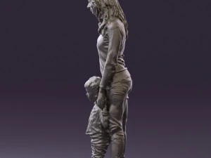 woman with kidin winter style 0586 3d print ready 3D Print Model