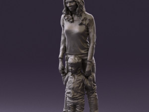 woman with kidin winter style 0586 3d print ready 3D Принт Модель