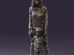 woman with kidin winter style 0586 3d print ready 3D Принт Модель