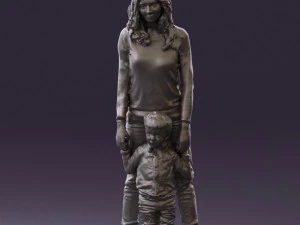 woman with kidin winter style 0586 3d print ready 3D Print Model