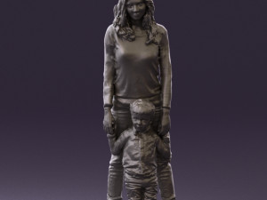 woman with kidin winter style 0586 3d print ready 3D Принт Модель