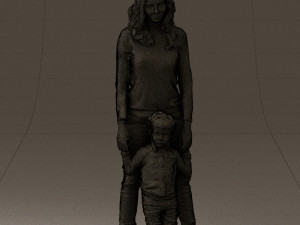woman with kidin winter style 0586 3d print ready 3D Принт Модель