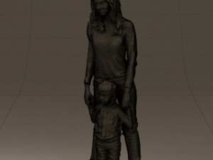 woman with kidin winter style 0586 3d print ready 3D Принт Модель