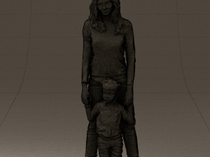 woman with kidin winter style 0586 3d print ready 3D Принт Модель