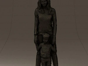 woman with kidin winter style 0586 3d print ready 3D Print Model
