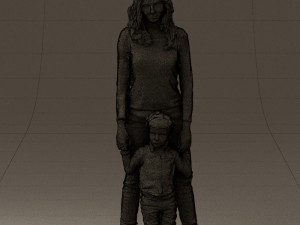 woman with kidin winter style 0586 3d print ready 3D Принт Модель