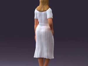 woman in white edged dress 0585 3D Model