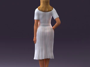 woman in white edged dress 0585 3D Model