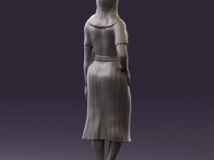 woman in white edged dress 0585 3D Model