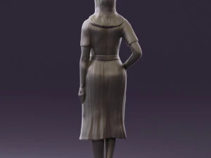 woman in white edged dress 0585 3D Model