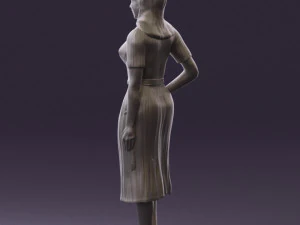 woman in white edged dress 0585 3D Model