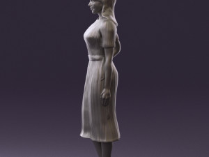 woman in white edged dress 0585 Model 3D