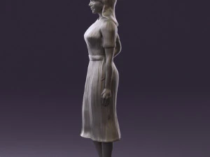 woman in white edged dress 0585 3D Model