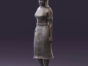 woman in white edged dress 0585 3D Model
