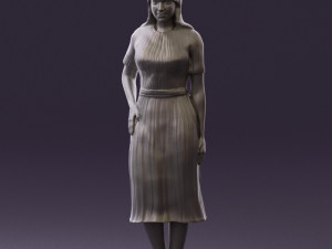woman in white edged dress 0585 Model 3D