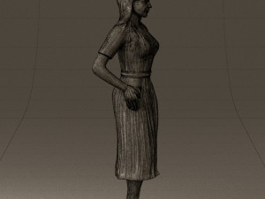 woman in white edged dress 0585 Model 3D