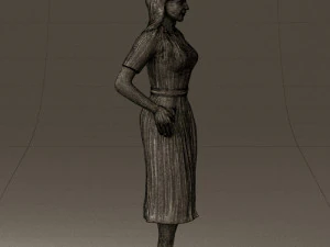 woman in white edged dress 0585 3D Model