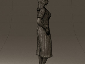 woman in white edged dress 0585 Model 3D
