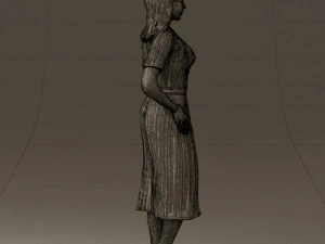 woman in white edged dress 0585 3D Model