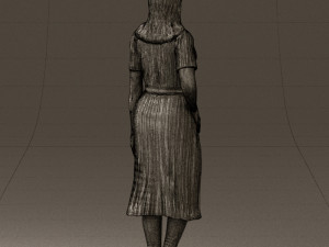 woman in white edged dress 0585 Model 3D