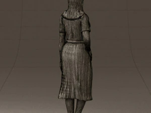 woman in white edged dress 0585 3D Model