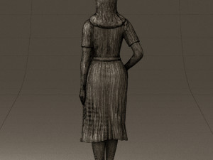 woman in white edged dress 0585 Model 3D