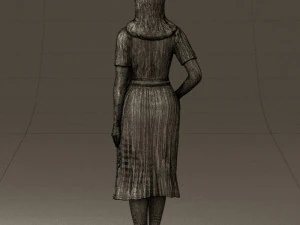 woman in white edged dress 0585 3D Model
