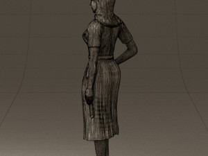 woman in white edged dress 0585 Model 3D