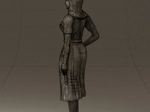 woman in white edged dress 0585 3D Model