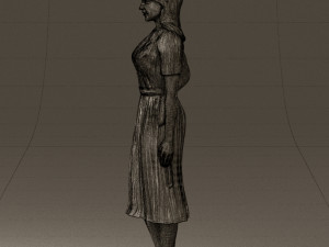 woman in white edged dress 0585 Model 3D