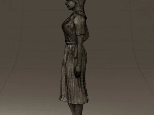 woman in white edged dress 0585 3D Model