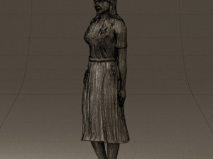 woman in white edged dress 0585 Model 3D