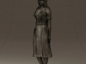 woman in white edged dress 0585 3D Model