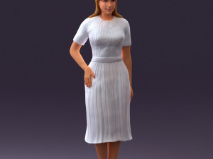 woman in white edged dress 0585 3d print ready 3D Print Model