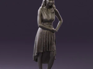 woman in white flowers dress 0588 3D Model