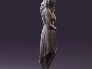 woman in white flowers dress 0588 3D Model