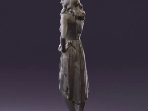 woman in white flowers dress 0588 3D Model