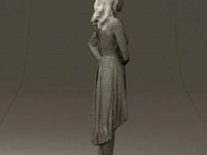 woman in white flowers dress 0588 3D Model