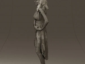 woman in white flowers dress 0588 3D Model