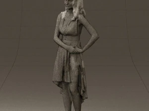 woman in white flowers dress 0588 3D Model