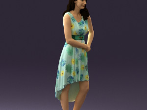woman in white flowers dress 0588 3d prit ready 3D Baskı Modeli